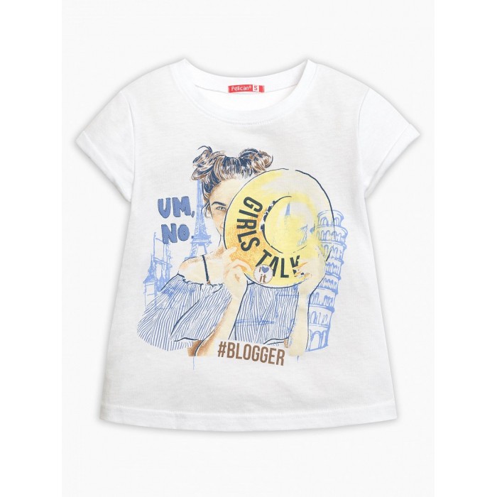Джемпер (модель "футболка") для девочки Pelican GFT3111/3 белая